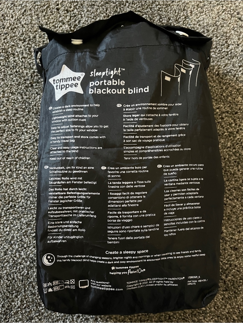 Tommee Tippee Sleeptight Portable Blackout Blind - Black - Picture 2 of 9
